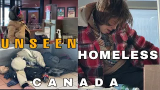 Unseen Homelessness in Canada Street View in Downtown Calgary