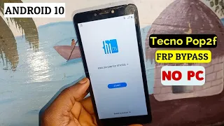 Tecno Pop2f (B1g) Frp Bypass android 10/Google Account Remove || Without Pc