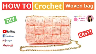 How To Crochet A Woven Bag | Easy & Simple pattern for beginners | DIY Crochet Bag 🧶