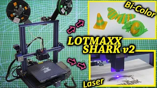 Lotmaxx Shark v2. Двойной экструдер + Лазерный гравер. Полезный инструмент для дома и мастерской.