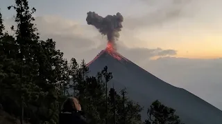 Volcan Acatenango and Volcan de Fuego in Guatemala by drone