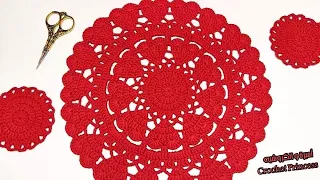 جديد وحصري مفرش كروشيه على شكل قلوب سهل جدا للمبتدئات Crocheted Doily