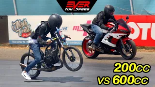 Yamaha RX 🆚 XJ6 🆚 R6 🆚 Fazer 800 🆚 CB1000R 🆚 África Twin 🔥 DRAG RACING 🔥12 seg piques B/quilla 2022