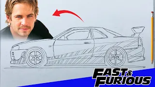 COMO DIBUJAR UN Nissan Skyline R34 Fast and Furious