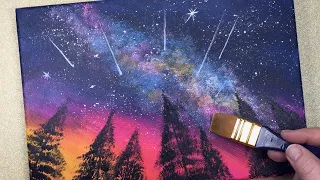 GALAXY SHOOTING STARS / EASY ACRYLIC PAINTING / 10 Mins Art / Easy Painting Ideas For Beginners