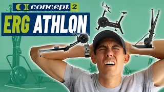 FIRST EVER Ergathlon?! Rowing Machine, SkiErg, and BikeErg in ONE WORKOUT!