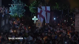 Georgian protesters against 'Russia-style' media law mark Orthodox Easter with candlelight vigil