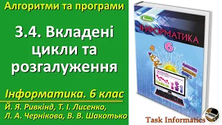 3.4. Вкладені цикли та розгалуження | 6 клас | Ривкінд