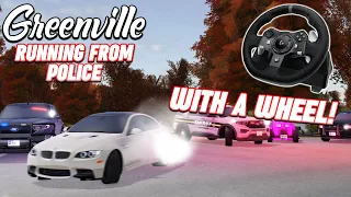 RUNNING FROM COPS ON A WHEEL!!! || ROBLOX - Greenville Roleplay