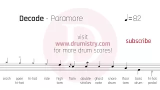 Paramore - Decode Drum Score