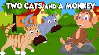 The two cats and a monkey story/short story in english for kids