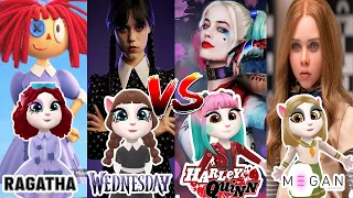 My Talking Angela 2 Gameplay | Ragatha Vs Harley Quinn Vs  Frozen Elsa Vs M3gan | Cosplay