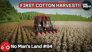 Harvesting Cotton & Olives, Spraying Crops With Herbicide - No Man's Land #94 FS22 Timelapse