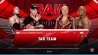 John cena & Rock vs Cody Roades & Bobby  Lashley WWE