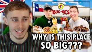 Brit Reacting to Brits go to the Biggest Gas Station in America!!