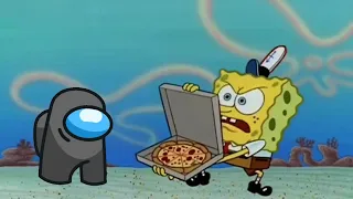Gray trying to get pizza from SpongeBob | Show yourself - Among us song