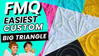 Free Motion Quilting Continuous Custom Design on Big Triangle | Diamond with Loops & Straight Lines