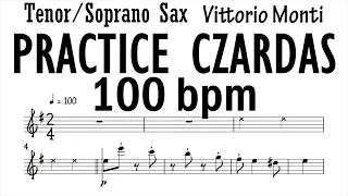 Czardas Allegro Part 100 bpm Tenor Soprano Sax Sheet Music Backing Track Play Along Partitura