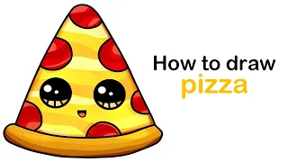 how to draw a cute cartoon pizza slice step by step easy tutorial for beginners