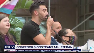 Protests after DeSantis signs bill on transgender athletes