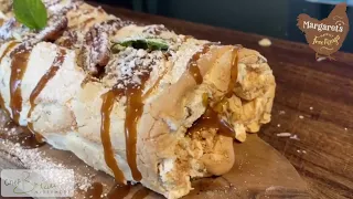 Toffee & Nut Meringue Roulade