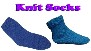 how to knit socks with two straight needles - no holes in heel - english style knit socks