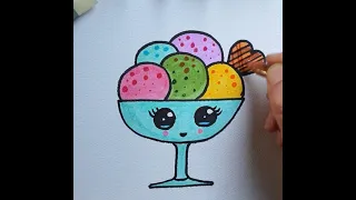 easy ice cream drawings, Einfache Eiszeichnungen, kolay dondurma cizimi