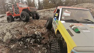 RC Rock Crawler Group Scale Trail Comp practice / Injora 3" Wheel Rubicon Cherokee pickup Trx4 Sport