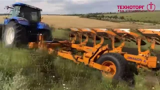 Работа плуга Moro Aratri Dragon 5+ с трактором New Holland  Т7070