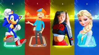 Sonic vs Blippi vs Lisa Money vs Frozen Elsa - Tiles Hop EDM Rush