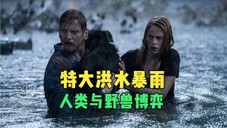 洪水暴雨來襲，百萬人撤退，父女二人意外遭遇鱷魚襲擊，災難片