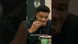 Giannis Eating Wings During His Postgame Presser 💀 #Shorts