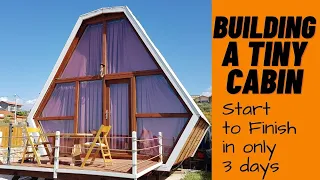 Tiny Cabin with  Unique  Diamond Design Build ,  From Stratch In 3 Days , Detailed Timelapse