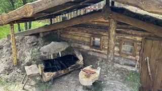 DUGOUT BUILDING in Village | Make BRICKS from Clay | Make Bench and Table