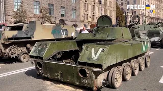 Символ военной победы Украины. Парад подбитой техники РФ на Крещатике