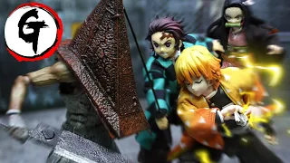 Tanjiro、Nezuko& Zenitsu  VS Pyramid Head-Demon Slayer stop motion炭治郎、禰豆子&善逸VSレッドピラミッドシング-鬼滅の刃
