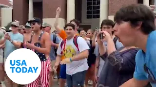 Watch: Black pro-Palestinian protester taunted by fraternity member | USA TODAY