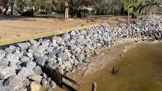 How to install riprap and have a good defining line between yard and riprap.