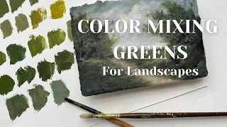 Color Mixing Greens for Landscapes | Paint with me | Acrylic