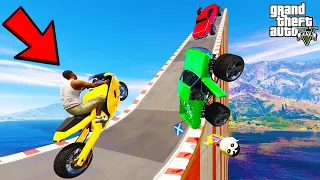 FRANKLIN TRIED IMPOSSIBLE WEIRD HILL ROAD MEGA RAMP JUMP PARKOUR CHALLENGE GTA | SHINCHAN and CHOP