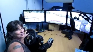 MOTHER PLAYS PROJECT CARS WITH G27 TRIPLE MONITORS (EPIC FAIL)