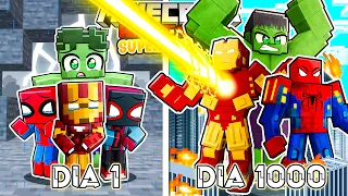 🟥Sobreviví 1000 DÍAS como SUPERHÉROES en Minecraft HARDCORE! - [PELÍCULA COMPLETA]