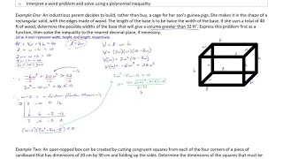 MHF 4U Polynomial Inequalities Applications