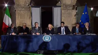 Conferenza stampa del Consiglio dei Ministri a Cutro, intervento del Presidente Giorgia Meloni