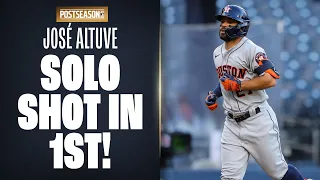 José Altuve gets it started for Astros with 1st inning home run shot to start ALCS!