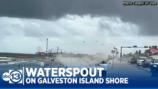 Waterspout blows on shore along Galveston Island