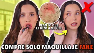 PROBANDO MAQUILLAJE FALSO * REALMENTE es tan malo el maquillaje FAKE?* | Laura Mejia