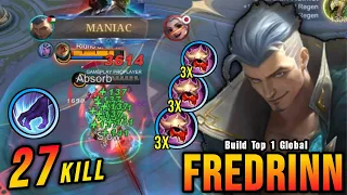 27 Kills + MANIAC!! 3x Curset Helmet on Fredrinn (PLEASE TRY) - Build Top 1 Global Fredrinn ~ MLBB