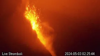 Stromboli #volcano  BOOM BOOM LAVA HITS CAMERA AGAIN! May 5, 2024, No music per request #italy