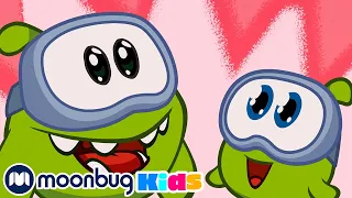 Cut the rope! Eruption Disruption - Om Nom! Learn | ABC 123 Moonbug Kids | Fun Cartoons | Learning